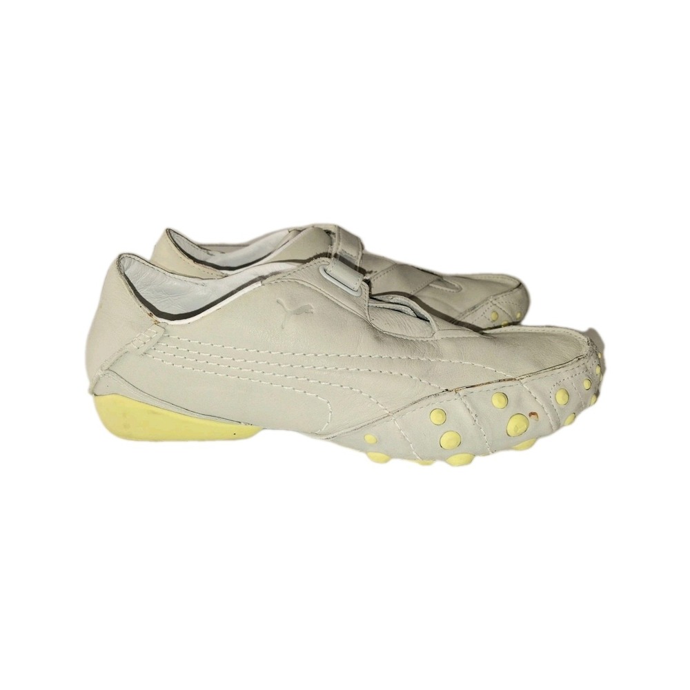 Vintage Puma Amoko Light Gray Leather Y2K Trainers Shoes Sneakers Women sz 10.5